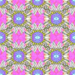 Symmetrical floral pattern.