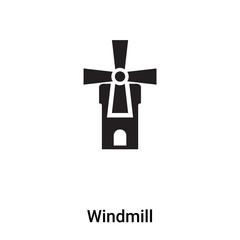 Windmill icon vector isolated on white background, logo concept of Windmill sign on transparent background, black filled symbol