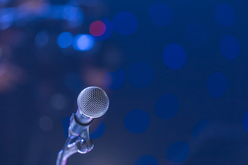 microphone in seminar room and cameraman background