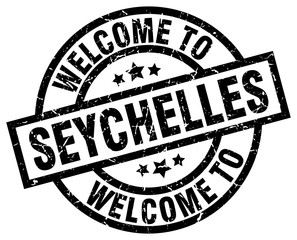 welcome to Seychelles black stamp