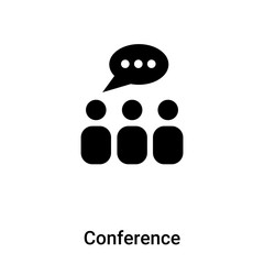 Conference icon vector isolated on white background, logo concept of Conference sign on transparent background, black filled symbol