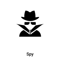 Spy icon vector isolated on white background, logo concept of Spy sign on transparent background, black filled symbol