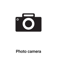 Photo camera icon vector isolated on white background, logo concept of Photo camera sign on transparent background, black filled symbol