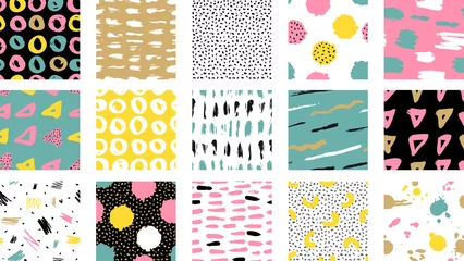 Poster Trendy vector naadloze kleurrijke patroon met penseelstreken. vector illustratie © Tolchik