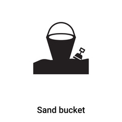 Sand bucket icon vector isolated on white background, logo concept of Sand bucket sign on transparent background, black filled symbol