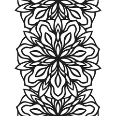 Seamless border for coloring book. Floral mandala ornament for antistress adult drawing. Suitable for laser cutting.
