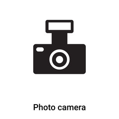 Photo camera icon vector isolated on white background, logo concept of Photo camera sign on transparent background, black filled symbol