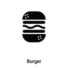 Burger icon vector isolated on white background, logo concept of Burger sign on transparent background, black filled symbol