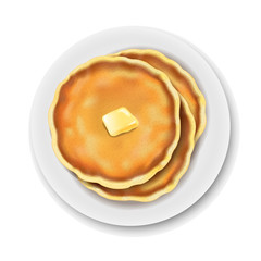 Plate With Pancake Isolated White Background