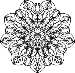 Lace decorative snowflake. Mandala round pattern ornament.