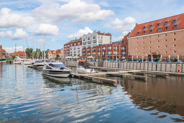 Naklejka premium Marina at Motlawa river in Gdansk, Poland. Gdansk 