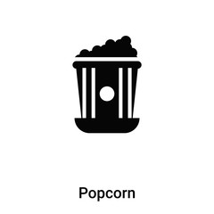 Popcorn icon vector isolated on white background, logo concept of Popcorn sign on transparent background, black filled symbol