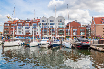 Marina at Motlawa river in Gdansk, Poland. Gdansk 
