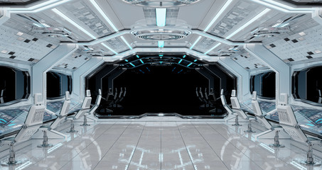 White clean spaceship interior background 3D rendering © sdecoret