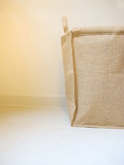 Natural Burlap Basket on the floor / Storage Basket