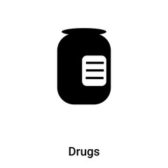 Drugs icon vector isolated on white background, logo concept of Drugs sign on transparent background, black filled symbol