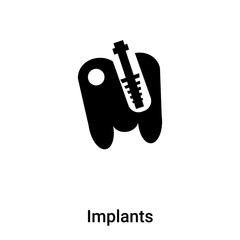 Implants icon vector isolated on white background, logo concept of Implants sign on transparent background, black filled symbol