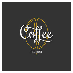 coffee bean logo with vintage Coffee lettering on dark background