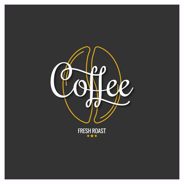 Fototapeta coffee bean logo with vintage Coffee lettering on dark background