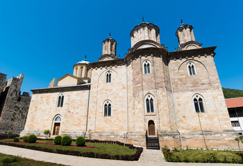 Fototapeta na wymiar Manasija ancient monastery in Serbia, built in 15th century