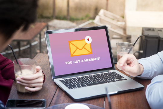 You've got a mail message on laptop screen concept
