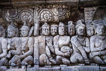 Stone-wall relief of Borobudur Temple, Yogyakarta, Indonesia 12