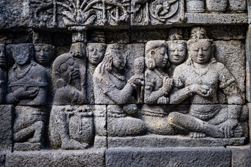 Stone-wall relief of Borobudur Temple, Yogyakarta, Indonesia 9
