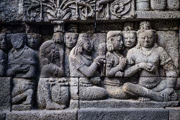 Stone-wall relief of Borobudur Temple, Yogyakarta, Indonesia 7