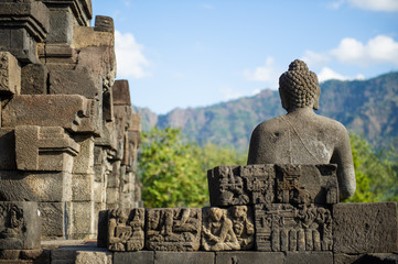 Backside of Buddha at Borobudr Temple, Yogyakarta, Indonesia 7