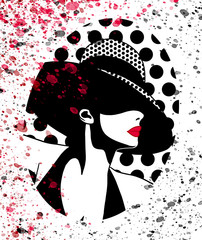 Amazing black and white girl artwork with color splash