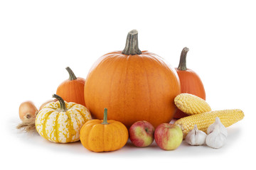 Autumn harvest on white