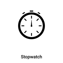 Stopwatch icon vector isolated on white background, logo concept of Stopwatch sign on transparent background, black filled symbol