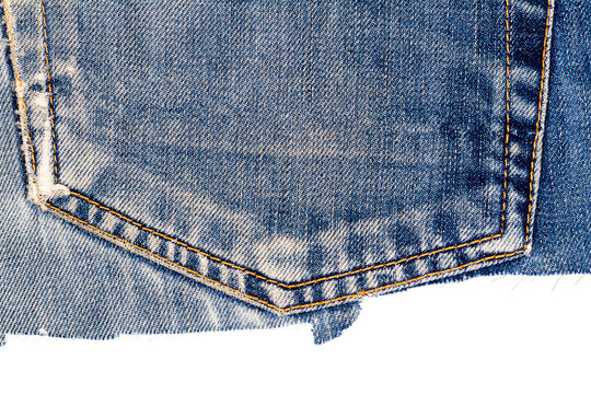 Piece of blue jeans fabric