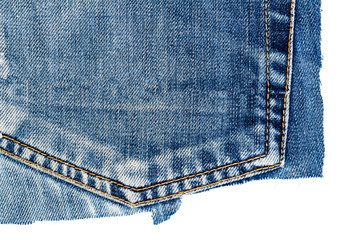 Piece of blue jeans fabric