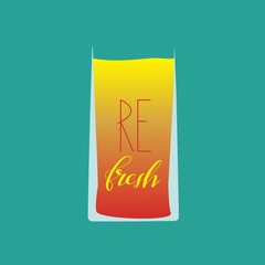 refresh yellow and orange hand lettering inscription, calligraphy beautiful raster illustration