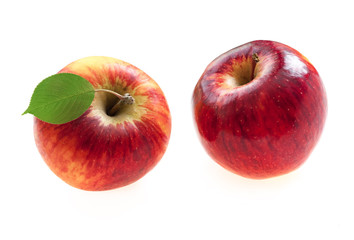 Red apples on white background