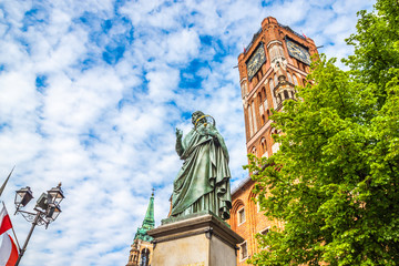 famous statue of astronomer Nicolaus Copernicus (Mikolaj Kopernik) in Torun. Poland