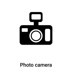 Photo camera icon vector isolated on white background, logo concept of Photo camera sign on transparent background, black filled symbol