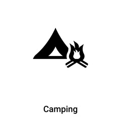 Camping icon vector isolated on white background, logo concept of Camping sign on transparent background, black filled symbol