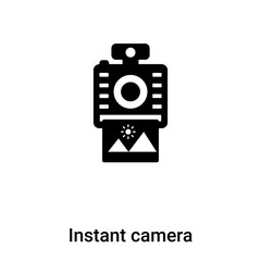 Instant camera icon vector isolated on white background, logo concept of Instant camera sign on transparent background, black filled symbol