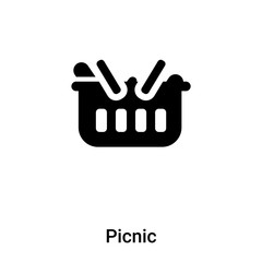 Obraz premium Picnic icon vector isolated on white background, logo concept of Picnic sign on transparent background, black filled symbol