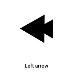 Left arrow icon vector isolated on white background, logo concept of Left arrow sign on transparent background, black filled symbol