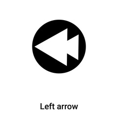 Left arrow icon vector isolated on white background, logo concept of Left arrow sign on transparent background, black filled symbol