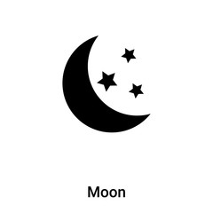 Obraz premium Moon icon vector isolated on white background, logo concept of Moon sign on transparent background, black filled symbol