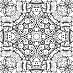 Monochrome Seamless Tile Pattern, Fancy Kaleidoscope