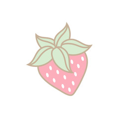 Cute strawberry isolated on white background in pastel.