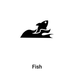 Fish icon vector isolated on white background, logo concept of Fish sign on transparent background, black filled symbol