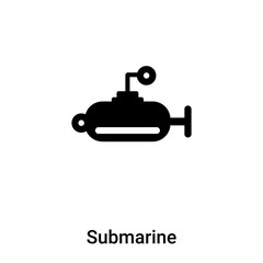 Submarine icon vector isolated on white background, logo concept of Submarine sign on transparent background, black filled symbol