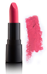 Color lipstick with smudged stroke isolated
