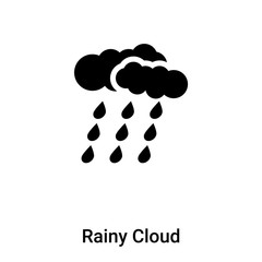 Rainy Cloud icon vector isolated on white background, logo concept of Rainy Cloud sign on transparent background, black filled symbol